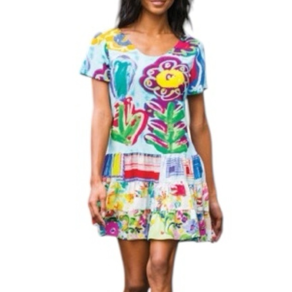 Jams World Flower Field Ruffle Hem Babydoll Hatti Dress - Multicolor -  Size XS - Picture 1 of 8